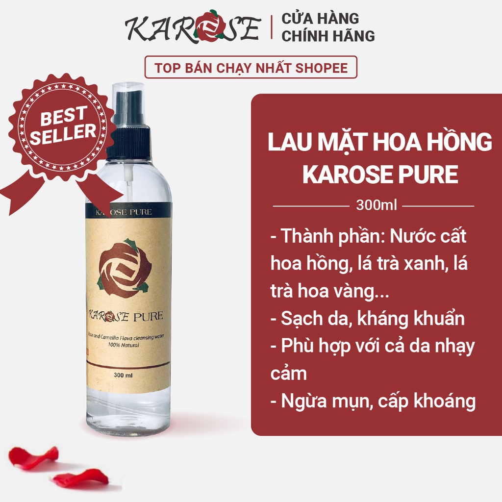 (DATE MỚI NHẤT, 300ml) NƯỚC LAU MẶT, XỊT KHOÁNG HỮU CƠ LÀM SẠCH DA, KHÁNG KHUẨN KAROSE PURE