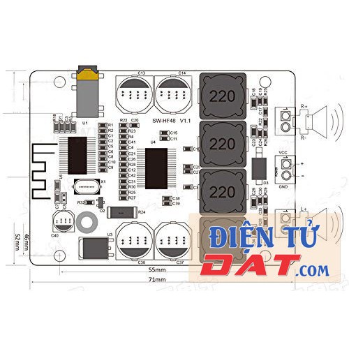Mạch giải mã - khuếch đại âm thanh bluetooth 4.0 TPA3118