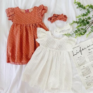 Váy trẻ em babydoll kèm nơ cổ cực xinh