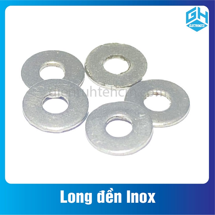 Set 50 con long đền phẳng Inox m3,m4,m5,m6,m8