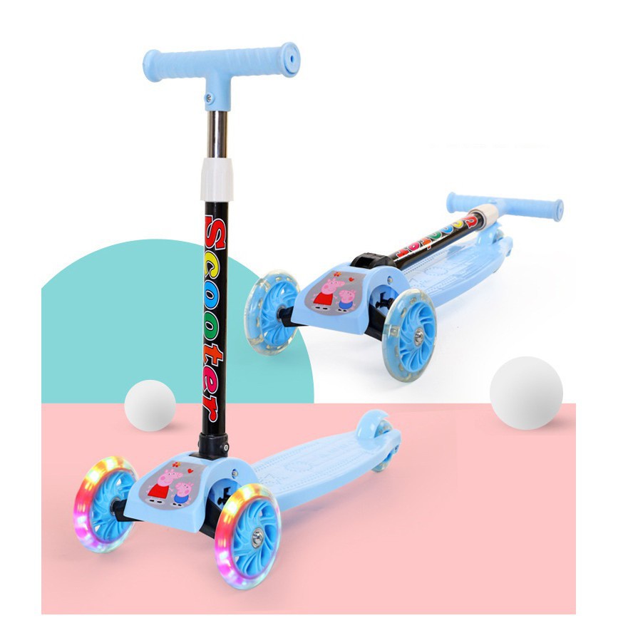 Xe đẩy trượt Scooter trẻ em 3 bánh có đèn Led phát sáng nhựa bền bỉ khung thép chắc chắn giữ cân bằng tốt phù hợp với bé
