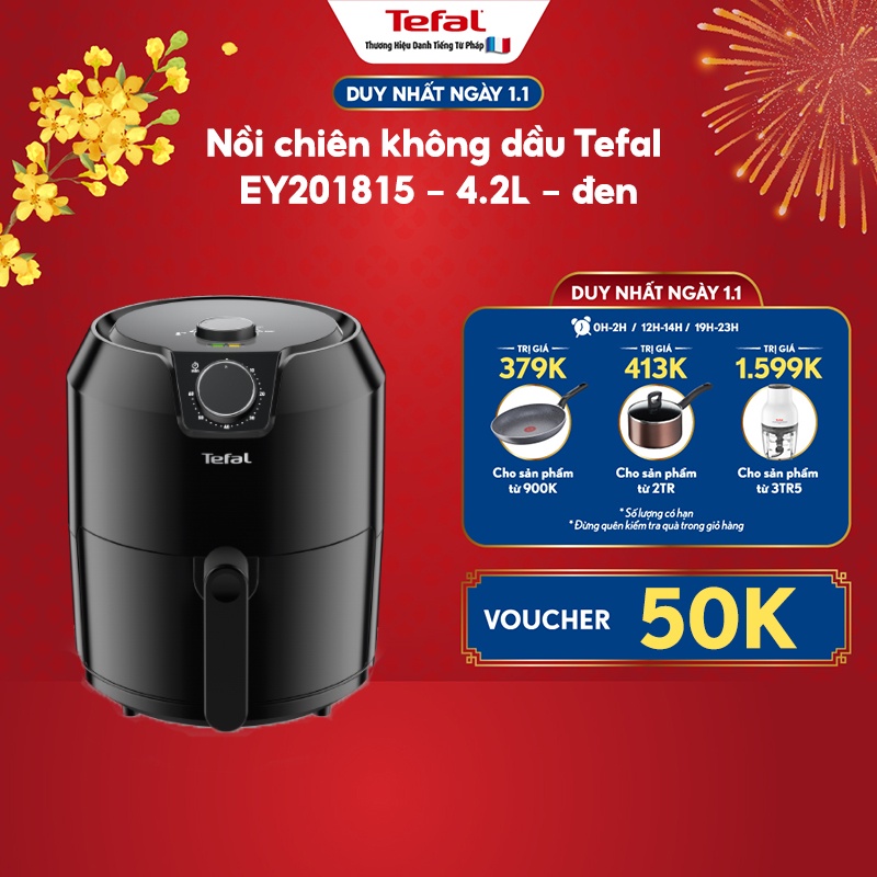 [Mã ELMALL10 giảm 10% đơn 500K] Nồi chiên không dầu Tefal EY201815 - 4.2L - đen