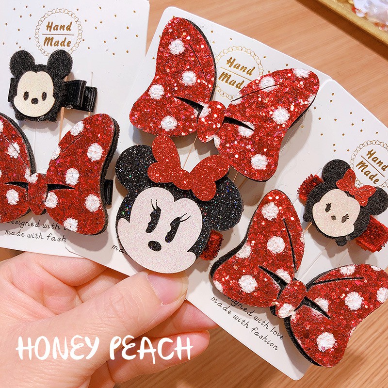 [SO HOT] Kẹp tóc cho bé gái mickey lấp lánh set 2 kẹp dễ thương SET26