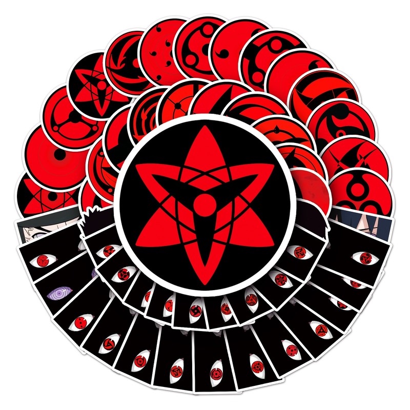 Z & M❀ Hình Dán NARUTO Sharingan ❀ Bộ 50 Miếng Dán Chống Thấm Nước Hình Anime Dễ Thương