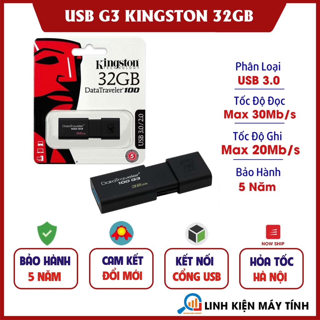 USB Kingston 3.0 100G3 32GB - Hàng nhập khẩu - Bảo hành 5 năm !!!