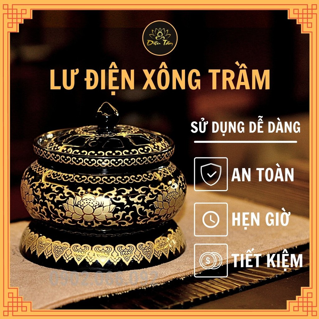 Lư điện xông trầm - lư xông trầm size to có hẹn giờ có bảo hành dùng để xông trầm hương, trầm bột, trầm hương