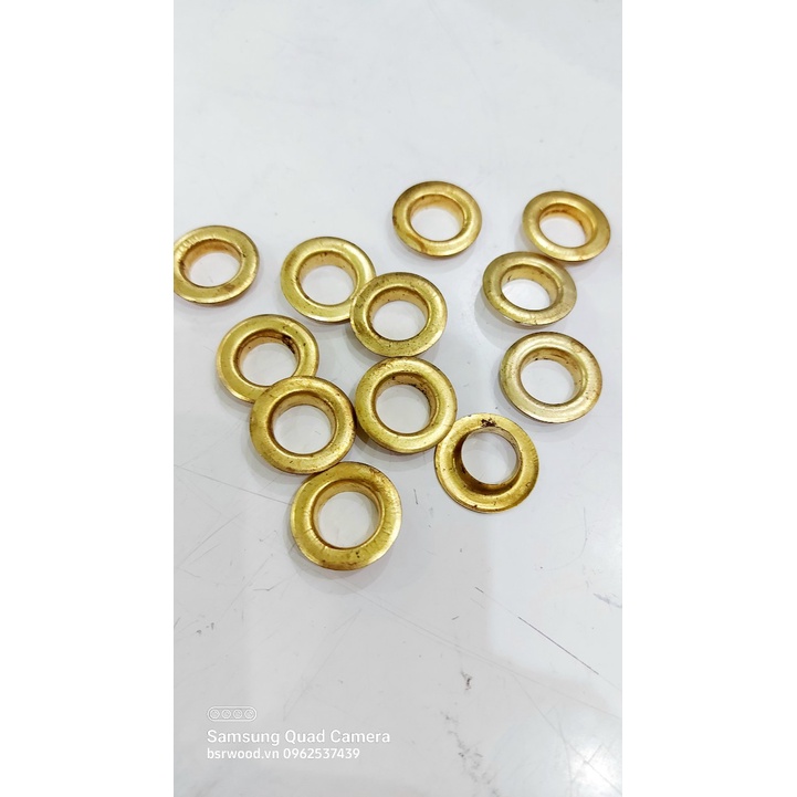 Khoen ore mắt cáo 14mm Bằng sắt xi màu VÀNG Khuy mắt cáo bấm bạt, túi giấy Túi 100 cái + 100 long đền