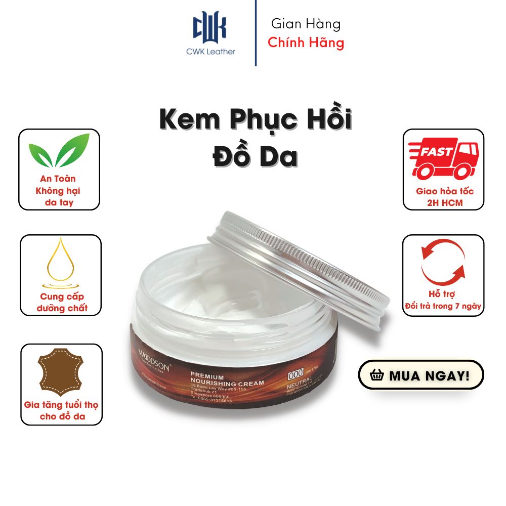 Kem phục hồi bảo dưỡng đồ da Woodson dùng cho áo da, túi, ví, giày da, ghế da