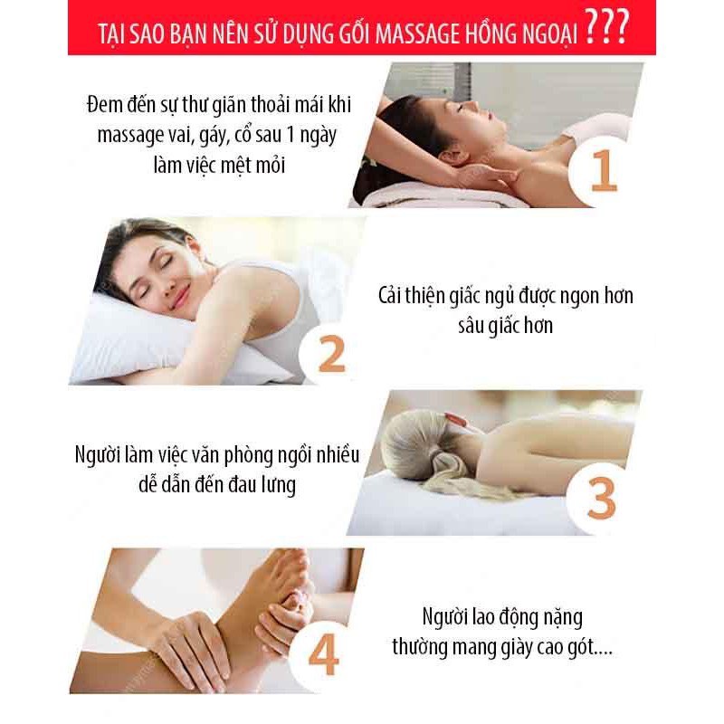 Gối Massage Hồng Ngoại 8 Bi Cao Cấp, Massage Cổ Vai Gáy 2 Chiều Thư Giãn Sâu, Giảm Căn Thẳng Mệt Mỏi, BH 3 Tháng
