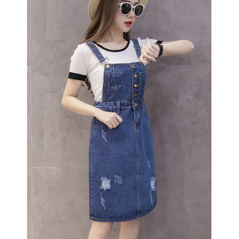 Chân Váy Yếm Jean Nữ Duyên Dáng