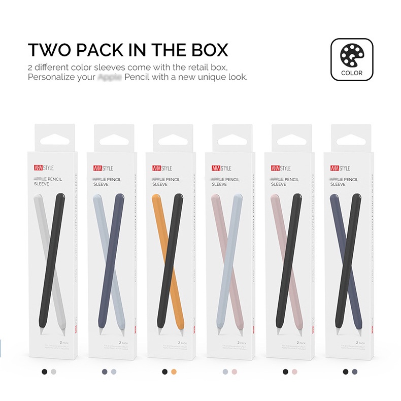 Set 2 vỏ silicon nguyên miếng siêu mỏng cao cấp tương thích với iPad Pencil 2 Silicone Case Hỗ trợ sạc không dây