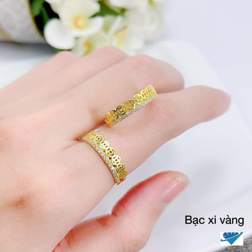 Nhẫn kim tiền bạc thật đính đá nhỏ mang lại tài lộc may mắn - Kho sỉ bạc Nhất Linh