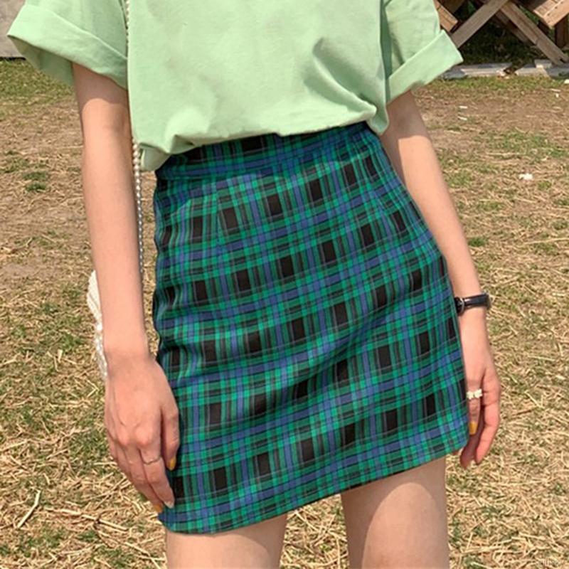 Chân Váy Chữ A Lưng Cao Họa Tiết Caro Phong Cách Hàn Quốc | BigBuy360 - bigbuy360.vn