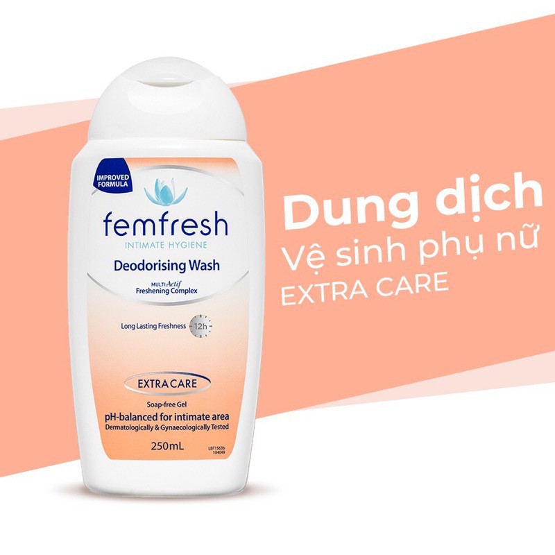 Dung dịch vệ sinh phụ nữ Femfresh Extra care Úc -  250ml - Sạch Sâu, Thơm Vùng Kín