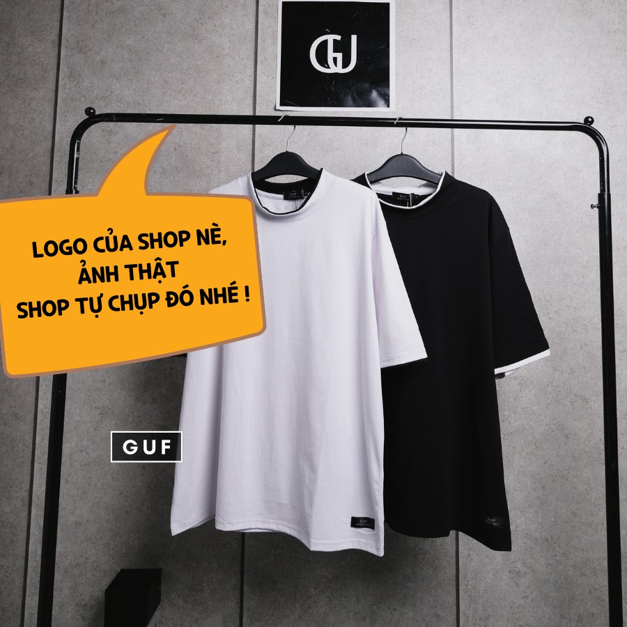 Áo Thun Layer Tay Lỡ Nam Nữ Form Dáng Rộng 2 Màu Trắng Đen Basic GUF | BigBuy360 - bigbuy360.vn