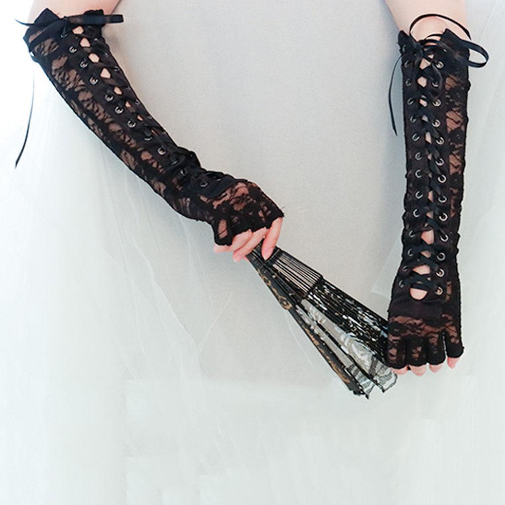 Găng Tay Hở Lưng Phối Ren Nơ Phong Cách Steampunk 2life