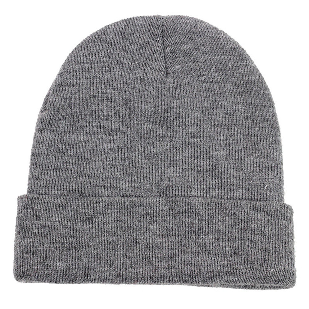 Mũ beanie dệt kim màu trơn giữ ấm mùa đông phong cách cổ điển cho nam nữ