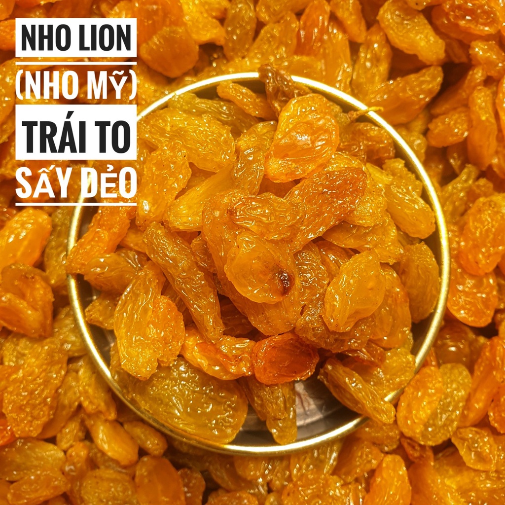 Nho Lion Vàng Sấy Dẻo Không Đường Trái To - Lon 500gr