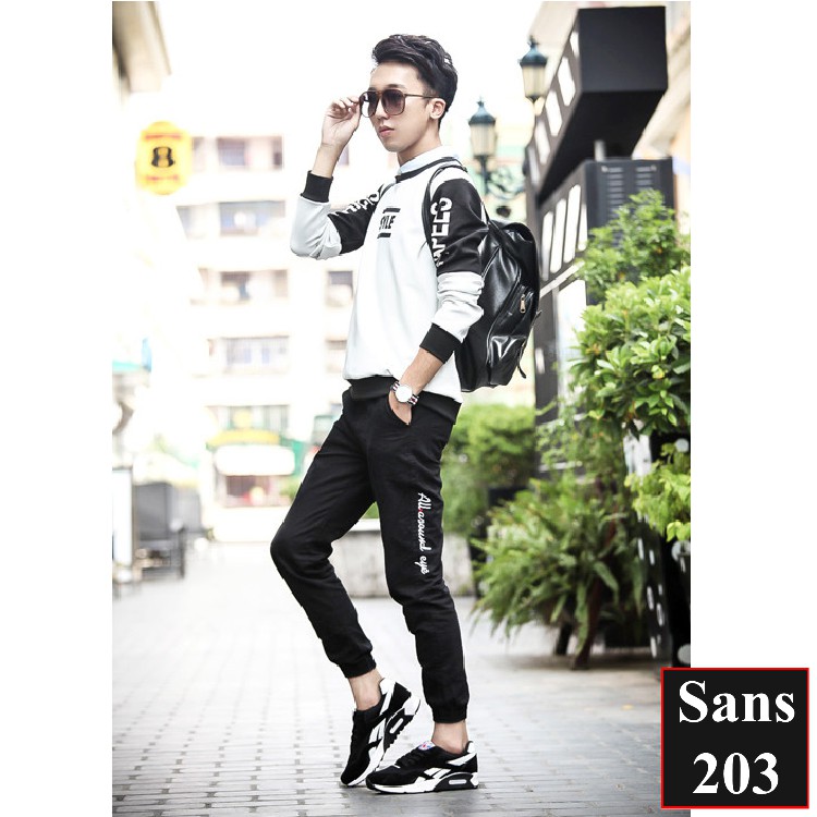 Giày thể thao sneaker nam Sans203 màu đen xanh đỏ