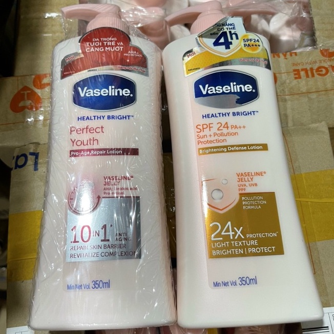 Sữa Dưỡng Thể Vaseline Chống Nắng Và Sáng Da 350ml Healthy Bright Sun + Pollution Protection Body Lotion SPF 24 PA++