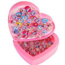 Hộp 36 chiếc nhẫn hình thú kute cho bé kèm hộp trái tim