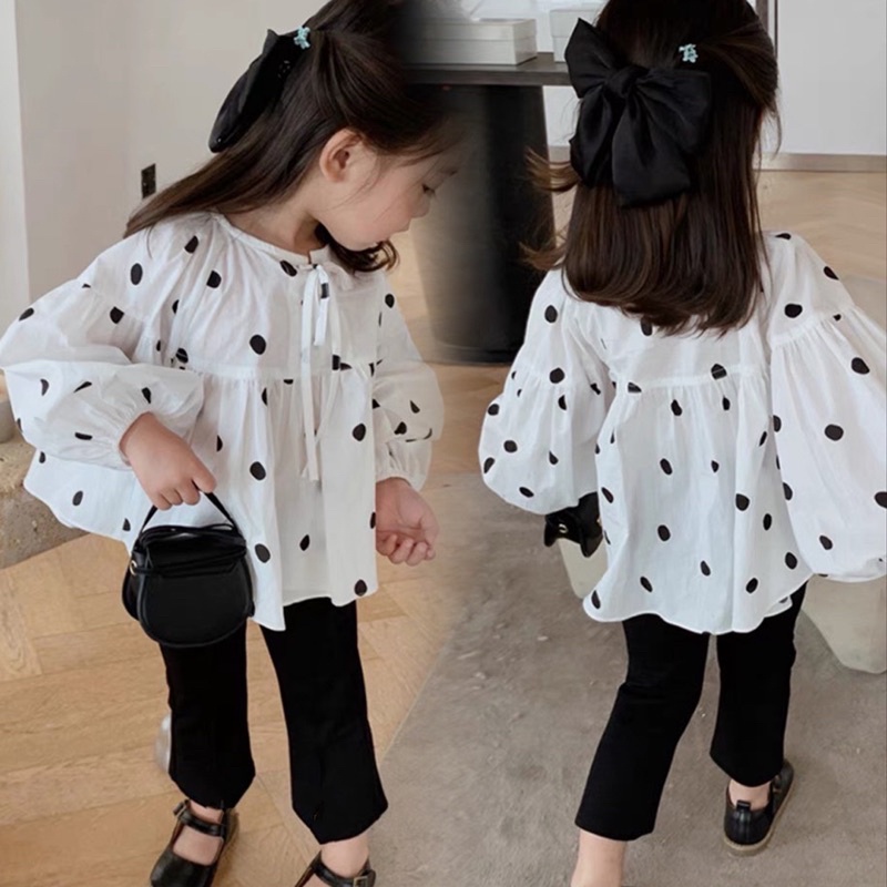 Set áo bi quần đen cho bé gái