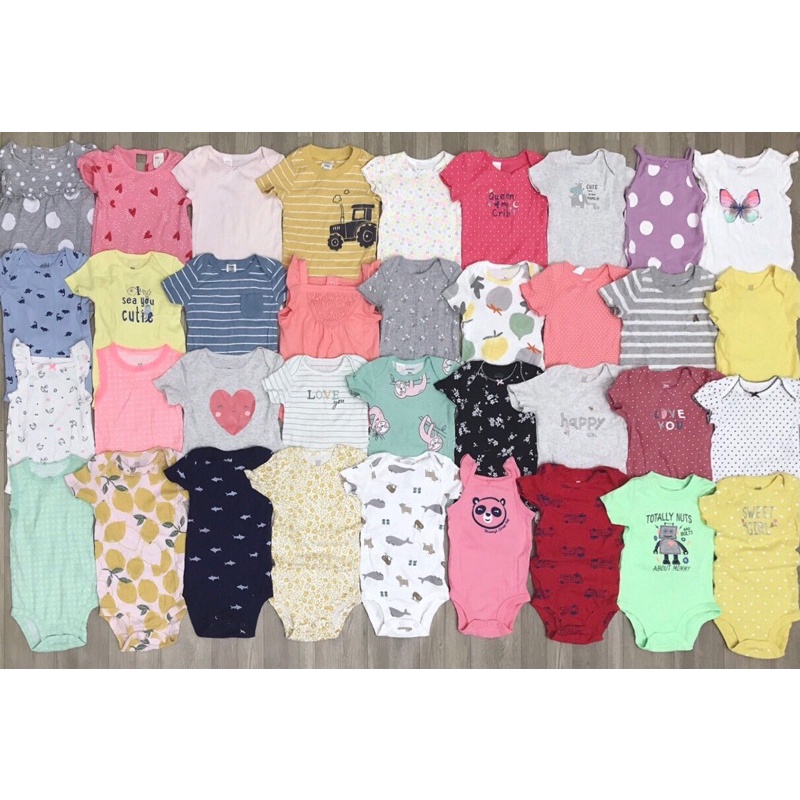 Set 4 body chip cộc tay xuất dư cotton trộn các hãng- Bodysuit cho bé sơ sinh 0-36 tháng ( 3M,6M,9M,12M,18M,24M,36M)