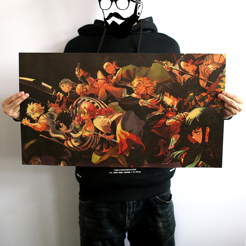 Poster Kimetsu No Yaba 70*40cm Giấy dán tường Anime siêu đẹp