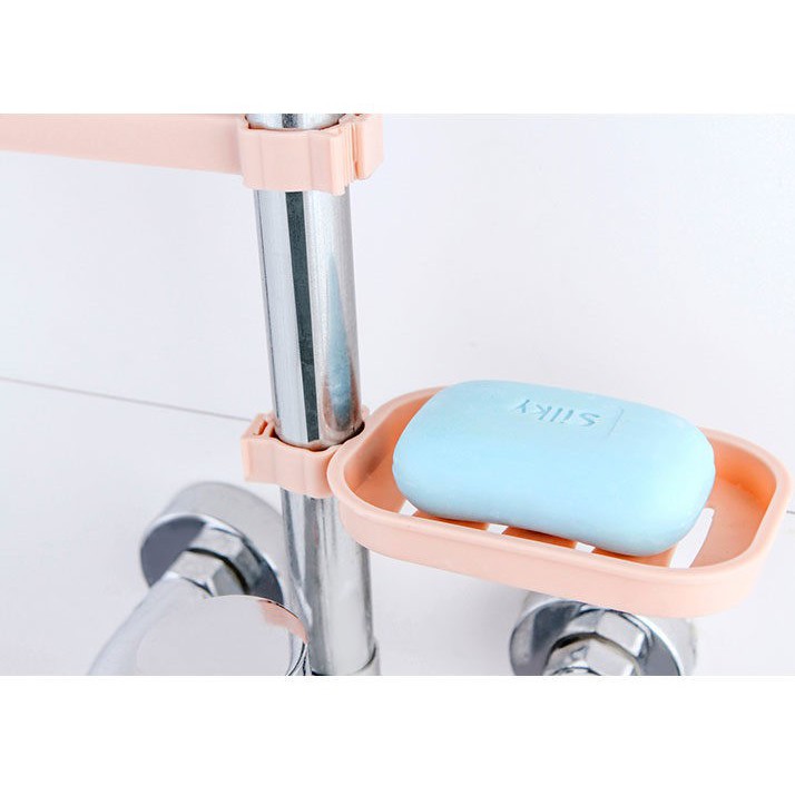 Kệ Treo Vòi Nước - Giá Treo Để Đồ Gác Bồn Rửa Chén Có Thanh Treo Khăn Tiện Dụng 7953