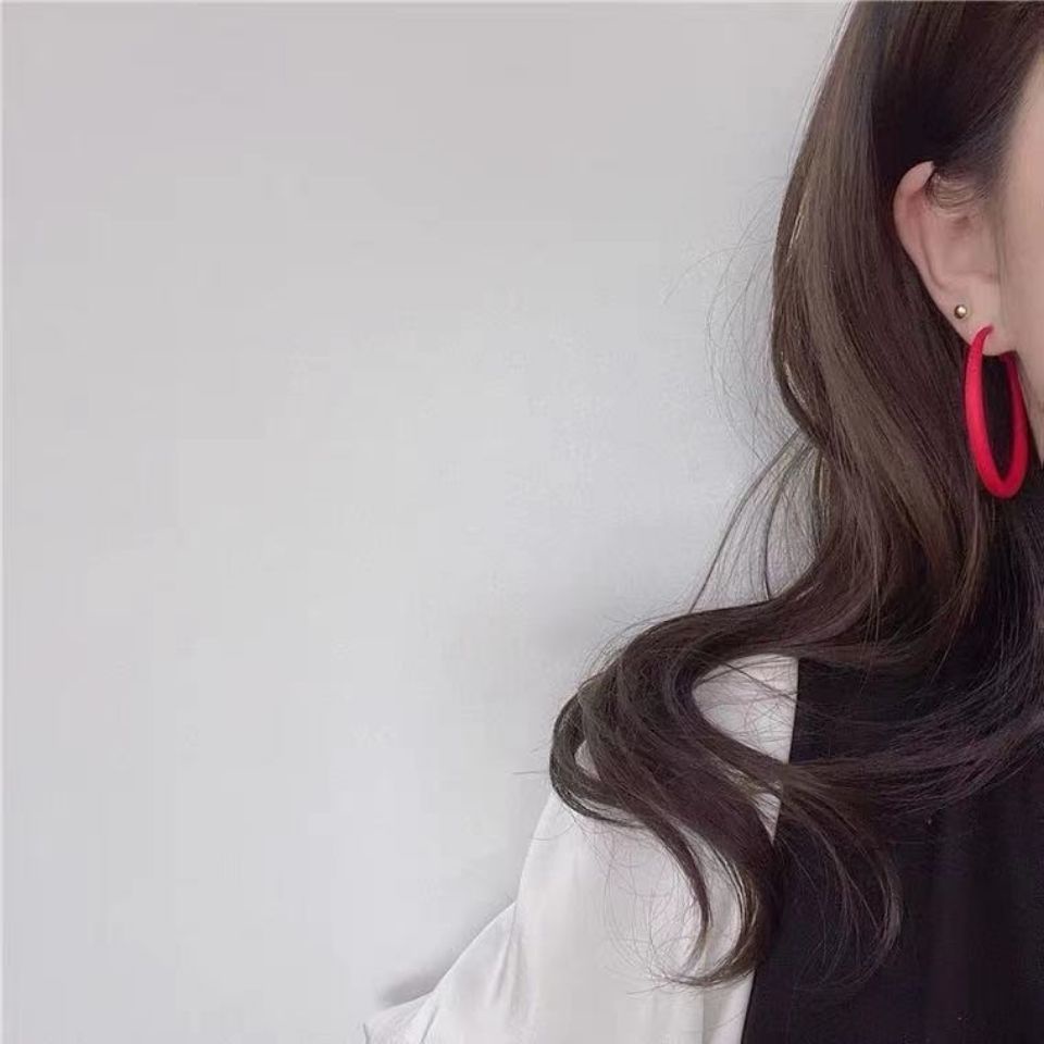 Jiashucheng Khuyên Tai Tròn Màu Kẹo Ngọt Phong Cách Mới Mùa Hè Màu Xanh Lá Cây Xanh Dương Khí Chất Cao Cấp