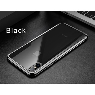 Ốp lưng cho iPhone XS Max Silicone dẻo trong suốt viền si Crome màu Baseus Shining Case