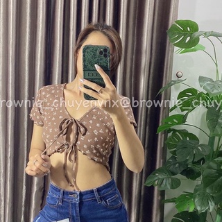 Áo croptop hoa nhí thắt nơ