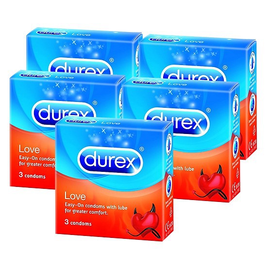 Combo 5 hộp bao cao su Durex Love hộp nhỏ