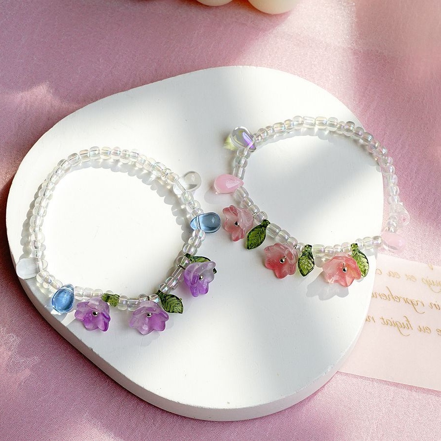 Vòng Tay Chuỗi Hạt Resin Mặt Hoa Lá Thời Trang Cho Nữ