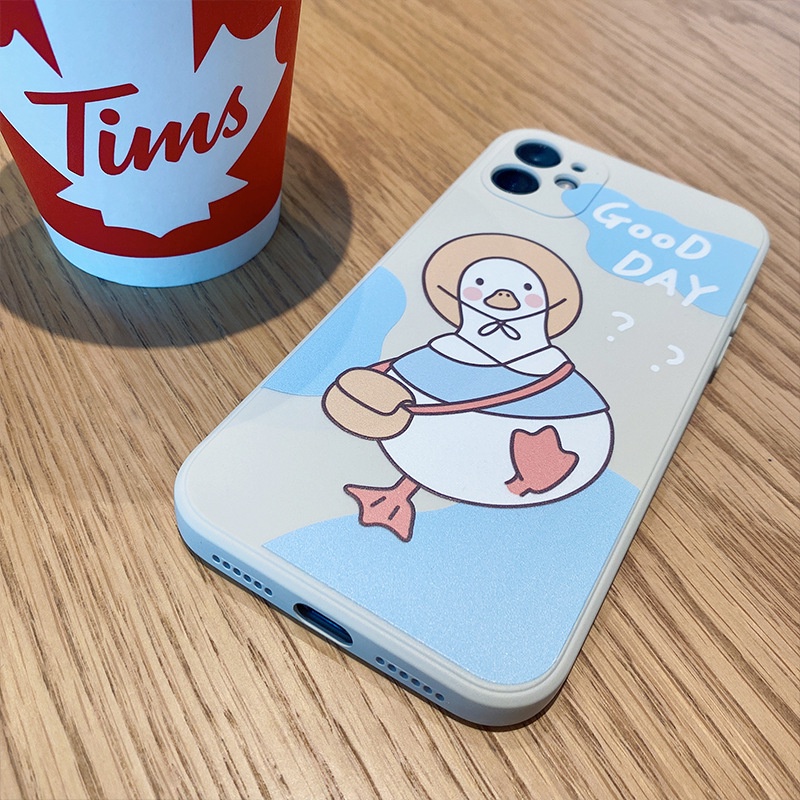 Ốp iphone Vịt Yêu Đời Good day cạnh vuông ip 6/6s/6splus/7/7plus/8/8plus/x /xs/11/12/pro/max/plus/12promax- e56