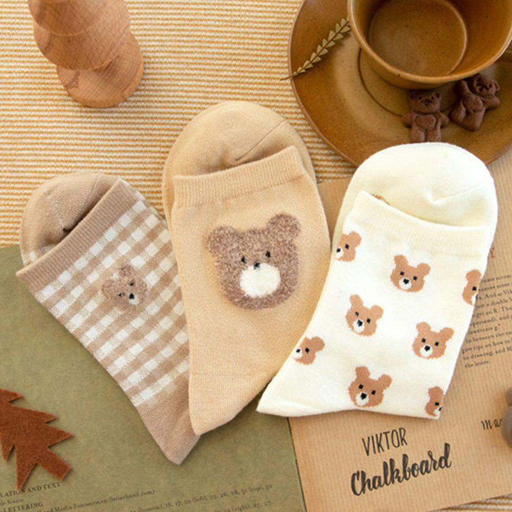 AROMA Vớ Cổ Trung In Họa Tiết Hoạt Hình Gấu Dễ Thương Thời Trang Cho Nữ