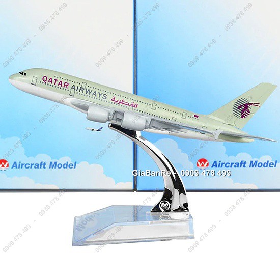 Mô Hình Kim Loại Máy Bay Qatar Airways - 16cm Kèm Đế Mica - 8976