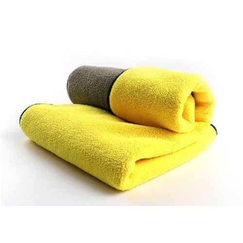 Khăn lau xe 2 lớp chuyên dụng siêu thấm nước - Khăn Lau Oto Dày Siêu Thấm Vàng Xám