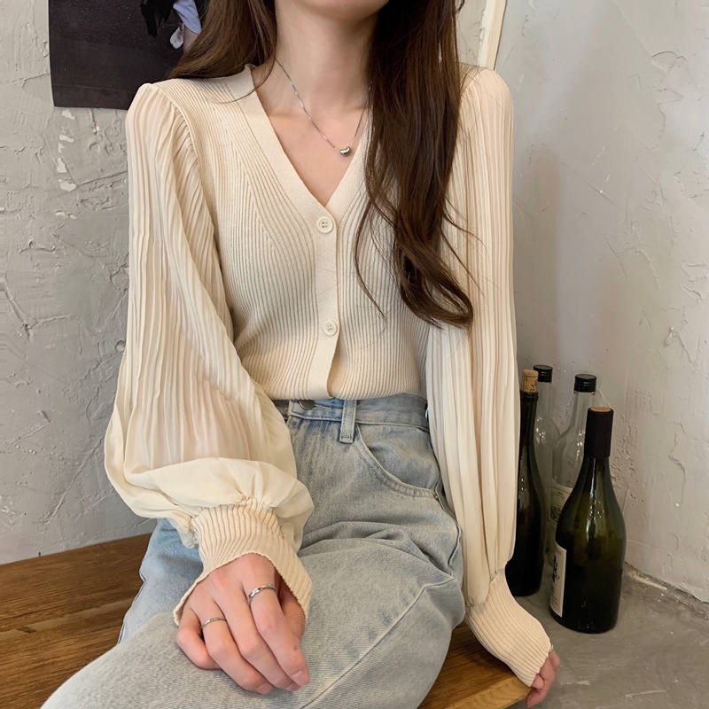 Áo cardigan ZHELIHANGFEI dệt kim tay dài cổ chữ V dễ phối đồ thời trang xuân thu tùy chọn màu sắc