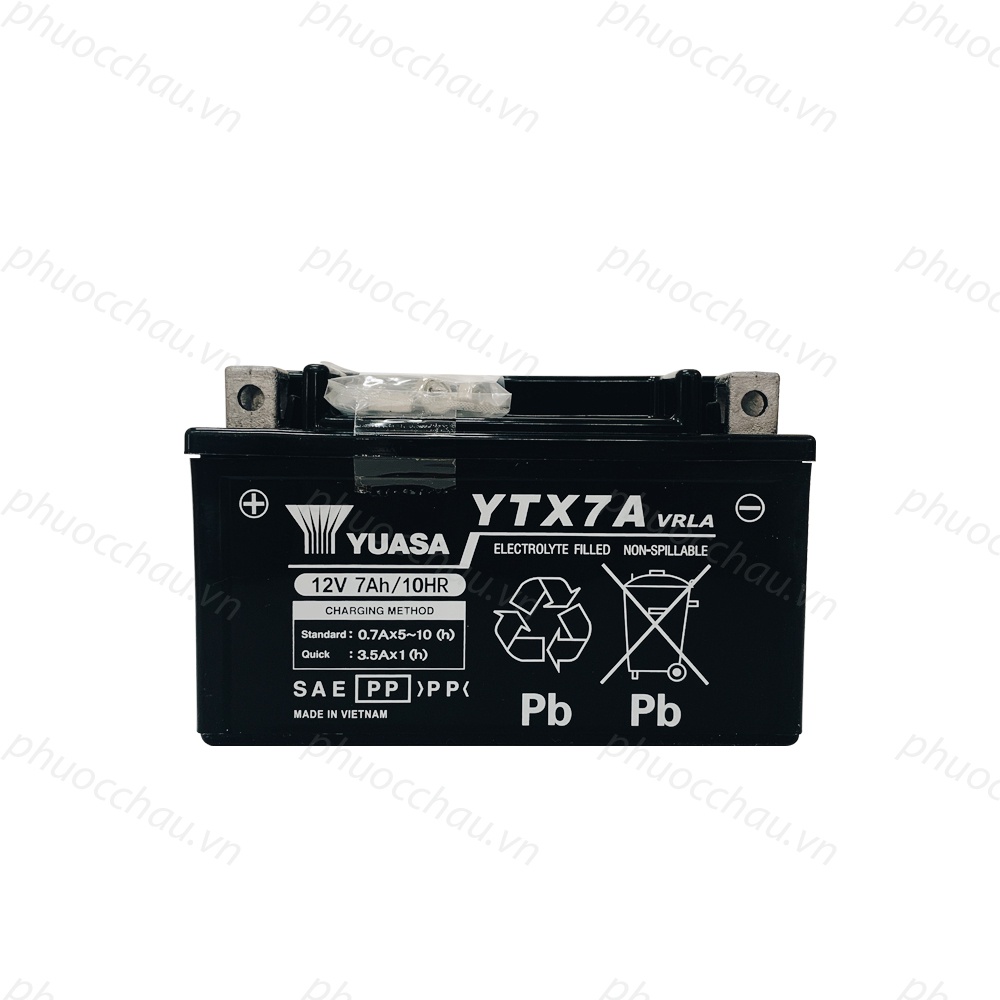 Bình Ắc Quy Khô GS YUASA YTX7A 12V7AH Attila Đời Đầu / Đời 2 Đít Bầu, Attila Victoria Đời Đầu 2004-2005 (12V-7Ah)