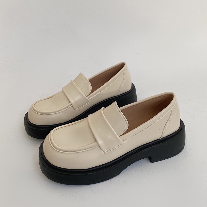 Giày lười nữ mũi vuông đế cao da lì thoải mái cho nữ G005 Eudora899