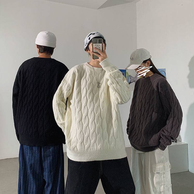 Áo sweater Dệt Kim Tay Dài Dáng Rộng Kiểu Hàn Quốc Thời Trang Thu Đông Cho Các Cặp Đôi