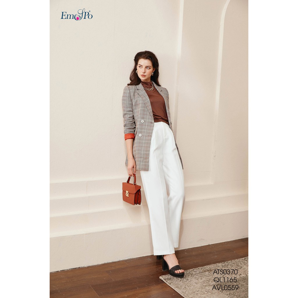 Quần suông, phối cạp chun hai bên hông, phối mặt kim loại Emspo QL1165 (Trắng, Vàng)