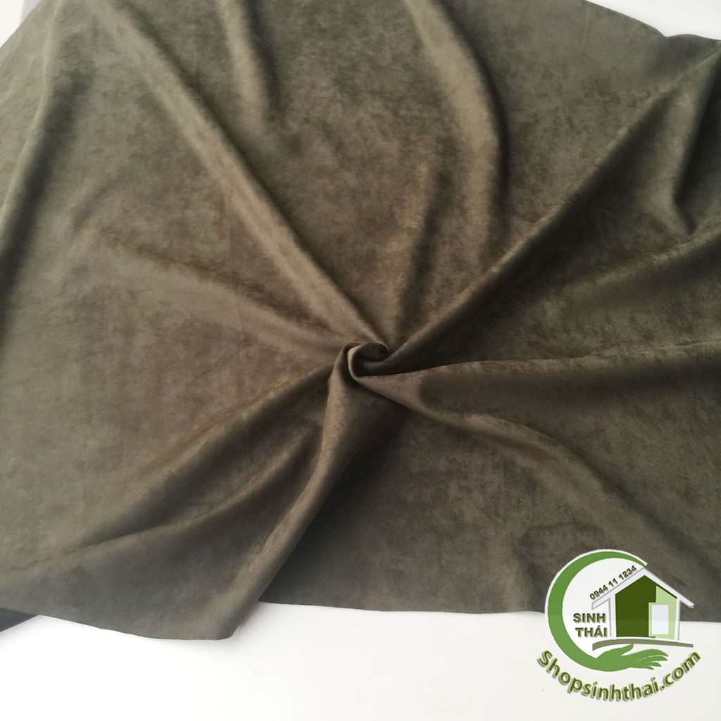 Vải da lộn màu xanh rêu - vải giả da lộn may quần áo, sofa, áo gối cao cấp - vải mềm dẻo