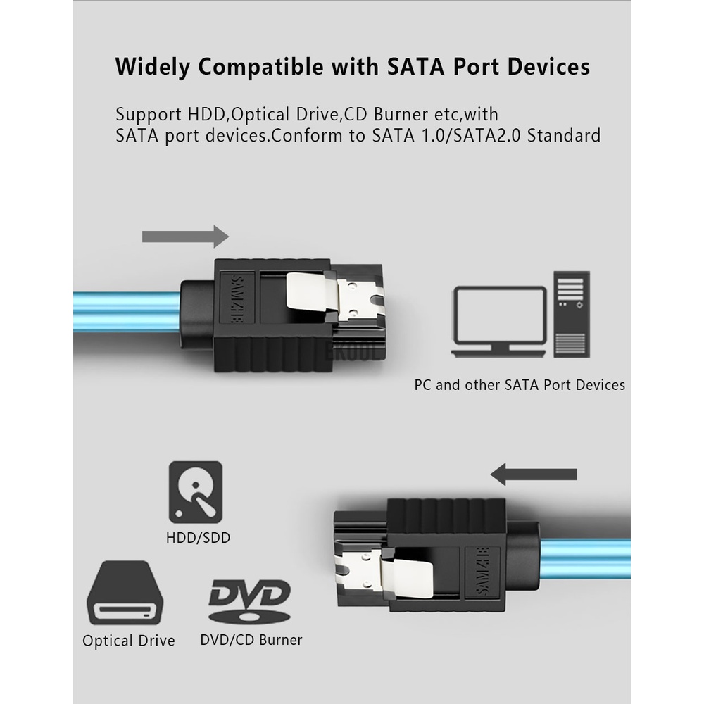 Dây Cáp Samzhe Sata Iii 6.0 Gbps Cho Hdd Ssd Dvd Pc Data 50 / 100cm | BigBuy360 - bigbuy360.vn