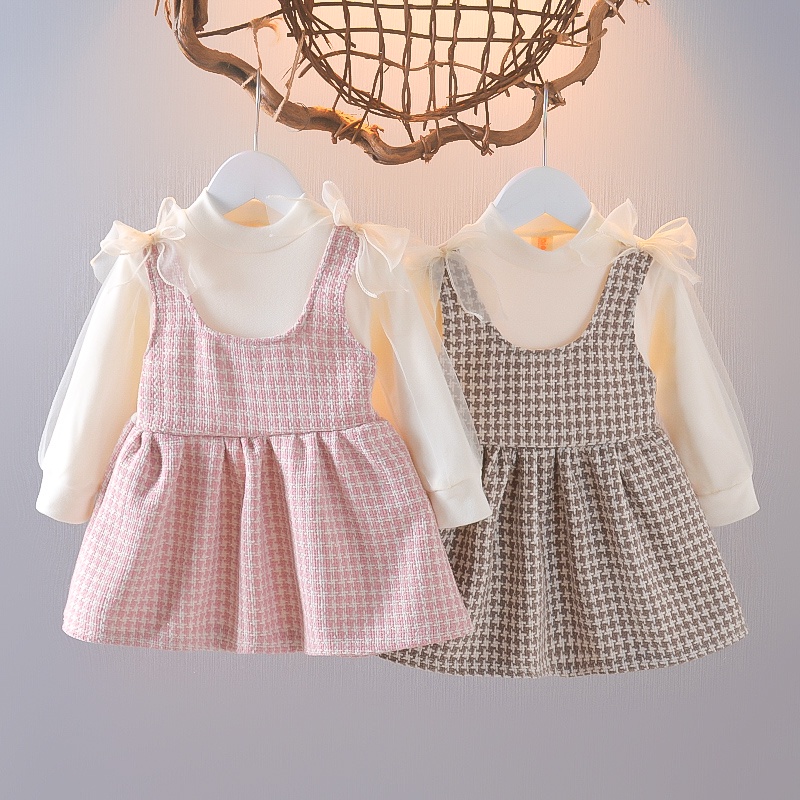 Set Áo Váy Thêu Họa Tiết Hoạt Hình Phong Cách Phương Tây Thời Trang Mùa Thu Cho Bé Gái