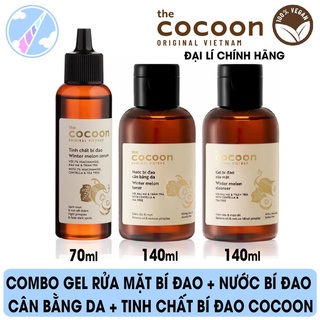 Combo Gel Bí Đao Rửa Mặt Cocoon 140ml + Nước Bí Đao Cân Bằng Da CoCoon 140ml + Tinh Chất Bí Đao Cocoon 70ml