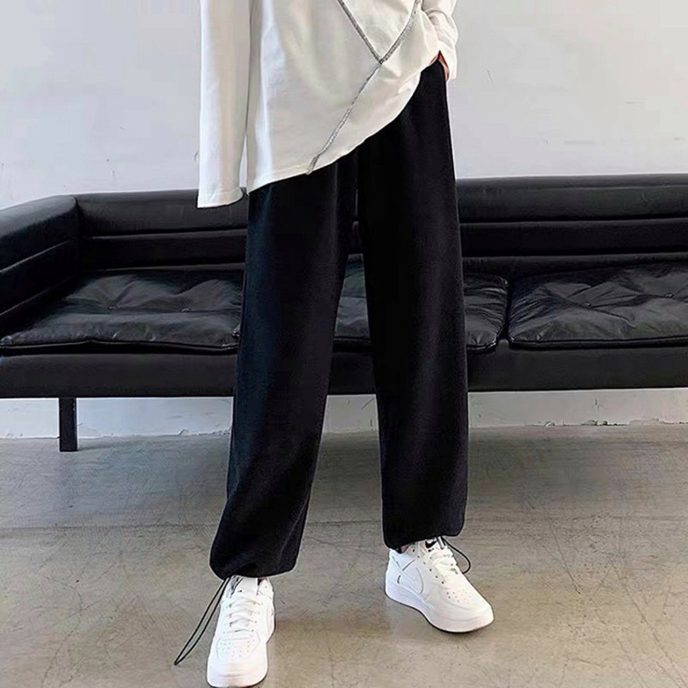 Quần Ống Rộng Jogger DORA Dây Rút Gấu Ulzzang - Kiểu quần jogger nữ cạp cao ống rộng Unisex - Leevin
