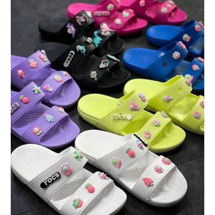 Dép 2 quai ngang sandal classic cross tặng 10 sticker