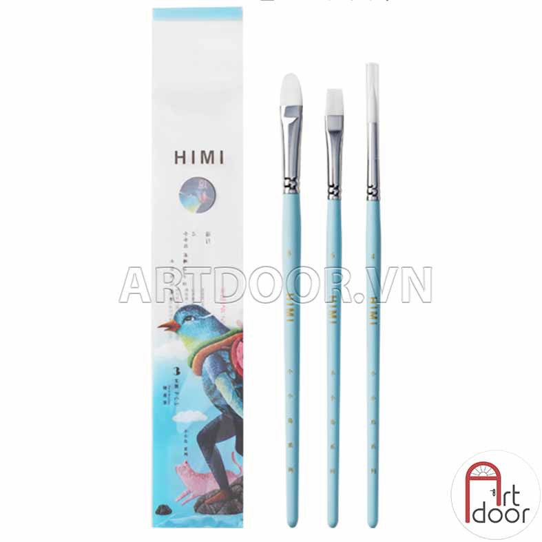 [ARTDOOR] Bộ cọ vẽ màu nước, gouache HIMI Xanh dương (3 cây)